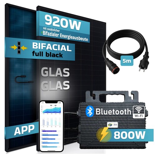 Auch für Komplettsets gibt es hin und wieder günstige Angebote. Hier von Marktkauf mit zwei Modulen, Wechselrichter und Anschlusskabel. (Bildquelle: Marktkauf)