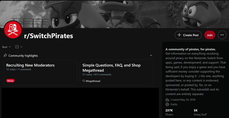 Switch-Piraterie Subreddit (Bildquelle: Screenshot, r/SwitchPirates)