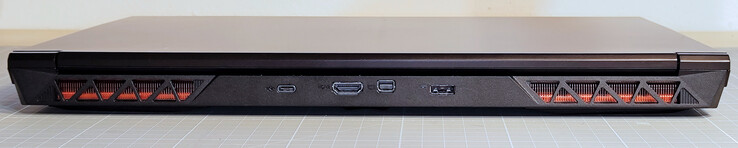 USB-C Gen 2x1, Mini DisplayPort 1.4a (G-Sync), HDMI 2.1 (G-Sync & HDCP 2.3), Netzteilanschluss