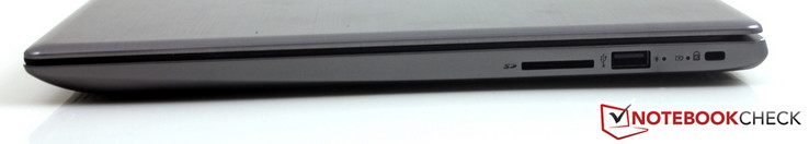 rechte Seite: SD-Kartenleser, USB 2.0, Kensington