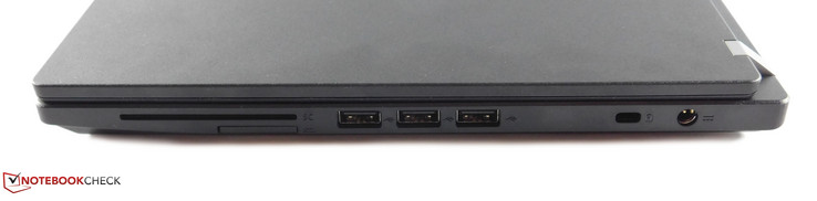 rechts: Smartkarten-Slot, SD-Kartenleser, 3x USB 2.0 Typ-A, Kensington Lock, Netzanschluss