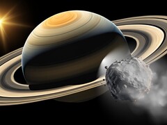 Illustration eines trojanischen Asteroiden, der dem Saturn folgt. (Bildquelle: Robert Lea - Canva)