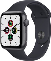 Apple Watch SE (GPS, 44mm) - Aluminiumgehäuse Space Grau, Sportarmband Mitternacht