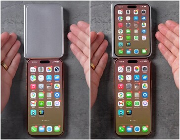 iPhone Ultra/Fold Dummy-Modell neben dem iPhone 17 Pro Max.