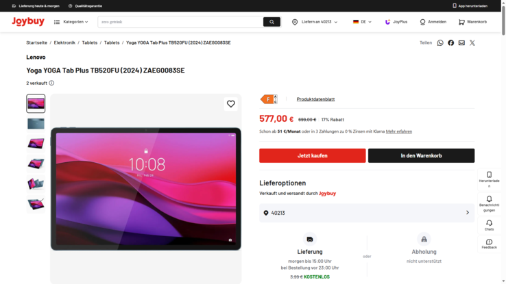 Lenovo Yoga Tab Plus ZAEG0083SE für 577 Euro.