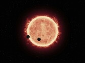 Illustrative Darstellung eines Sterns mit zwei Planeten