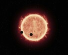 Illustrative Darstellung eines Sterns mit zwei Planeten
