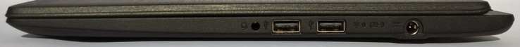 rechte Seite: kombinierter Audioanschluss, 2x USB 2.0, Netzanschluss