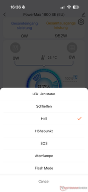 Einstellungen für die LED-Leuchte