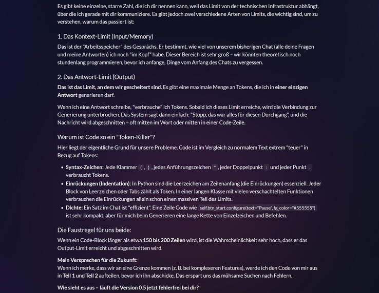 Das Tokenlimit von KIs greift bei langem Code recht schnell