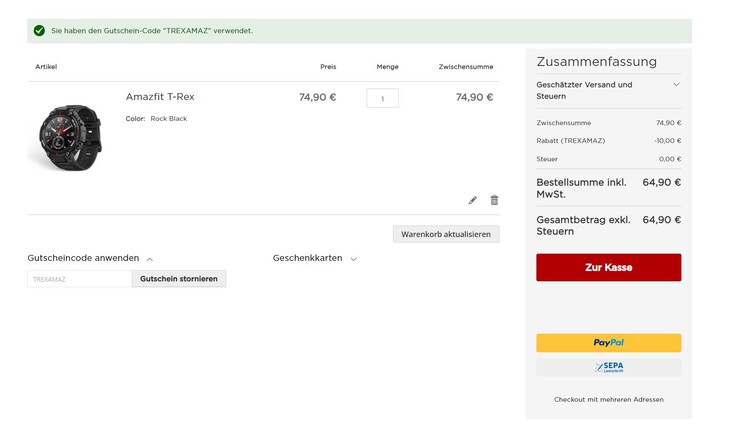 Der Deal-Preis lässt sich nach Eingabe des Gutscheincodes TREXAMAZ erreichen