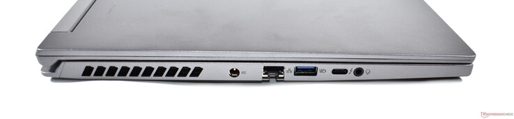 links: Ladeanschluss, RJ45, USB A 3.2, Thunderbolt 4, 3.5mm Audio
