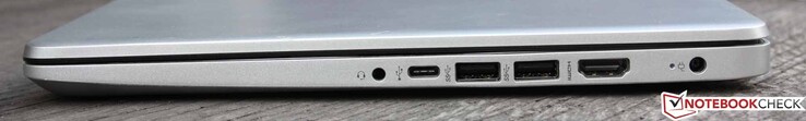 Audio-Kombi, 3x USB 3.0, einmal als Type-C, zweimal als Type-A, HDMI 1.4b, Hohlbuchse (Netzanschluss)