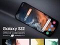 Die Samsung Galaxy S22-Serie ist mit offiziellen Wallpapers als Hintergrundbild in schicken Renderbildern zu sehen. (Bild: LetsGoDigital/Android Police)