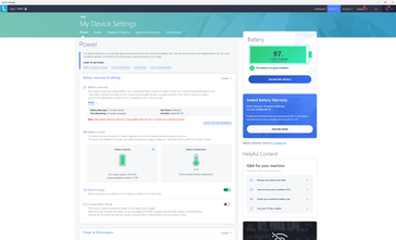 Lenovo Vantage Power-Menü