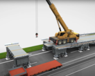 Der Aufbau der mobilen Brücke. (Bild: Bundesamt für Strassen Astra)