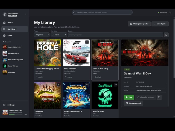 So sieht die Spielebibliothek des Xodus Nexus-Launchers aus. (Im Bild: Ein Screenshot aus dem Xodus Nexus-Launcher)