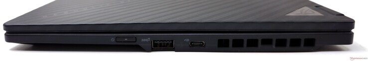 Rechts: Netzschalter, USB 3.2 Gen 2 Typ-A, USB 4 Gen2 Typ-C mit DisplayPort 1.4 und Power Delivery