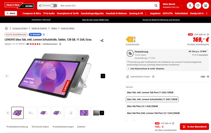 Lenovo Idea Tab RB336FU ZAFR0938SE für 169 Euro.