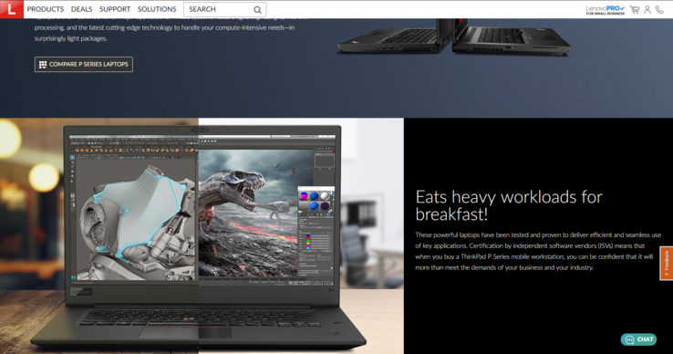 Lenovos Webseite zeigte für kurze Zeit ein Bild des ThinkPad P1