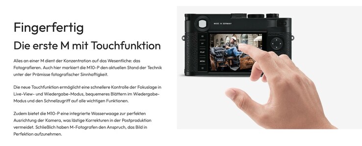 Leica bewirbt die M10-P als erste M mit Touchscreen, das ist so aber offenbar nicht korrekt.