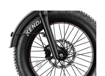 Fette Reifen und hydraulische Scheibenbremsen sind vorhanden (Bildquelle: Heybike)