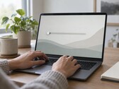 Hände auf einer Laptoptastatur, auf dem Bildschirm ein Schieberegler am linken Anschlag