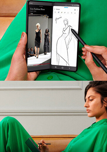 Das Galaxy Z Fold3 wird mit Stylus-Support kommen (Bild: Twitter/@evleaks)