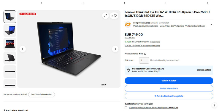 Ein Rabattcode senkt den Preis aus 711,55 Euro.