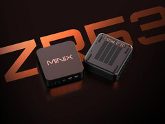 Der ZR535 wird vom kürzlich vorgestellten, aber bereits veralteten Ryzen 5 3501U angetrieben. Abbildung: Ein Werbefoto, das die Ober- und Unterseite des Mini-PCs zeigt.