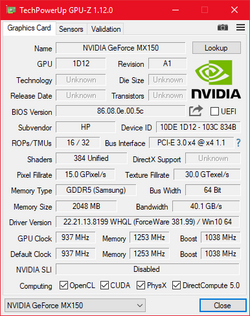 GPU-Z MX150