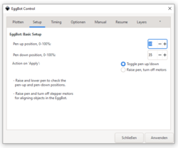Einstellungen Servo-Motor