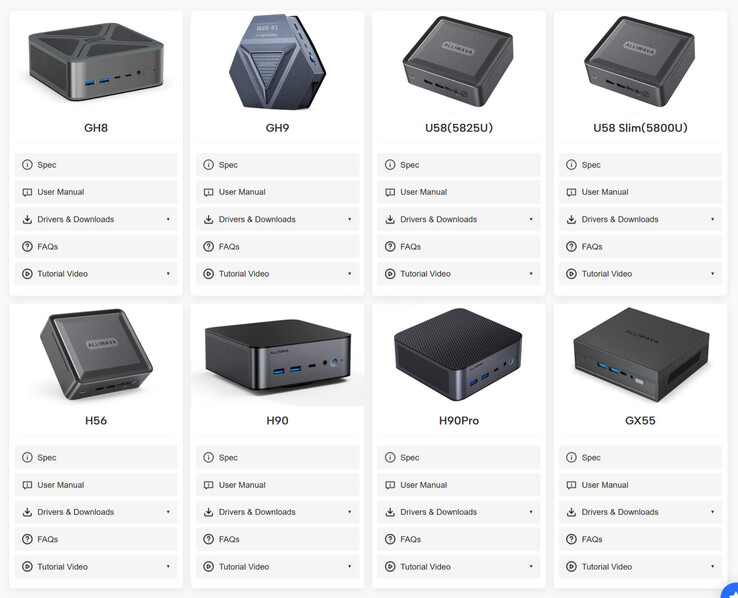 Supportseite des Herstellers (Quelle: Alliwava)