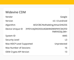 Auslesen des Widevine-DRM-Levels mit der App DRM Info.
