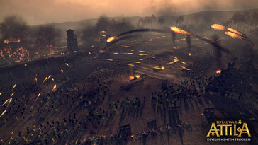 Eine Schlacht und Soldaten in „Total War: Attila“