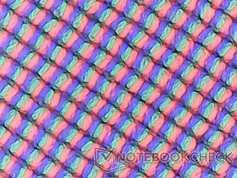 Aufgrund der matten Schicht wirken die RGB-Subpixel leicht körnig