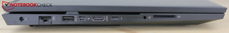 Links: Strom, LAN, USB-A 3.0 (HP Sleep and Charge), miniDP, HDMI, USB-C 4 mit Thunderbolt 4, Headset, SD-Reader