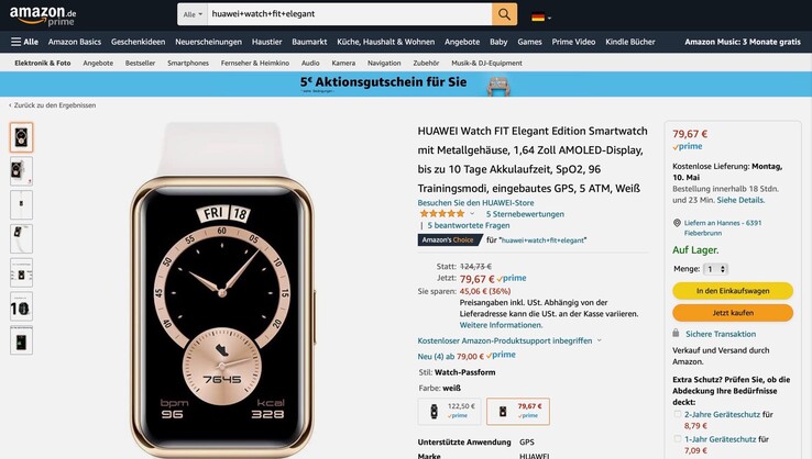 Amazon bietet die schicke Smartwatch derzeit zum absoluten Bestpreis an. (Bild: Amazon)