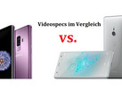 Samsung Galaxy S9 gegen Sony XZ2 (Compact): Die Unterschiede bei den Videospecs.