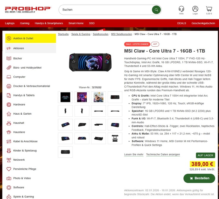 MSI Claq A1M im Angebot für 389 Euro.