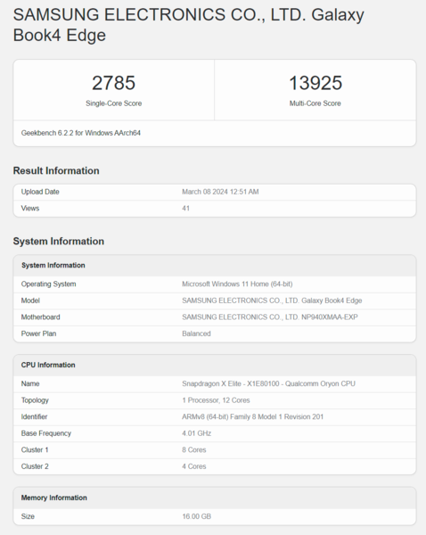 Deutlich näher an der Performance der Qualcomm-Testsysteme: Das erste Samsung Galaxy Book4 Edge auf Snapdragon X Elite Basis.
