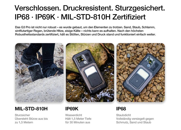Das Herstellerangaben zufolge robuste Smartphone kommt mit einer großen Kamera auf der Rückseite (Bildquelle: AGM)