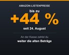 Grafik mit dem Hinweis, dass Amazon die Listenpreise um bis zu 44 Prozent angehoben hat, die Verkaufspreise aber gleich geblieben sind