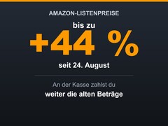 Grafik mit dem Hinweis, dass Amazon die Listenpreise um bis zu 44 Prozent angehoben hat, die Verkaufspreise aber gleich geblieben sind
