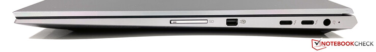 Rechts: SD-Leser, Mini-DisplayPort, 2x USB-C mit Thunderbolt 3 (3.2 Gen.2, DisplayPort), Strom