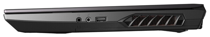 rechte Seite: Kopfhörer, Mikrofon, USB-A 2.0