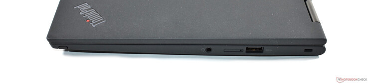 rechts: 3.5mm Audio, microSIM, USB A 3.2 Gen 1, Kensington-Lock