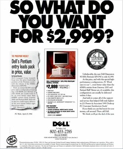 Werbung für den Dell Dimension XPS P90. (Quelle: PC Mag Juni 1994 via Google Books)