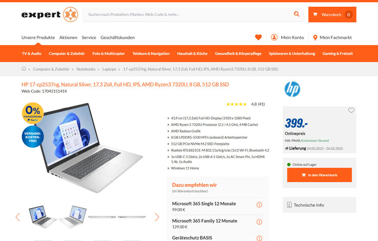 HP 17 (Silber) für 399 Euro.