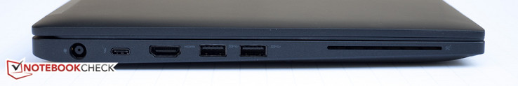 Linke Seite: Power, USB Typ-C Gen. 2 mit Thunderbolt, HDMI, 2x USB 3.0, SmartCard Leser